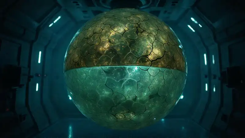 Estructura orgánica luminosa y misteriosa de alta tecnología
