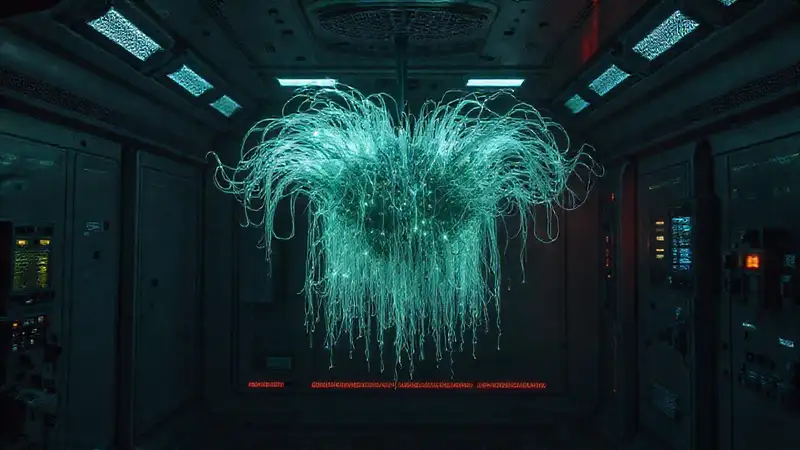 Sala de contención futurista y misteriosa