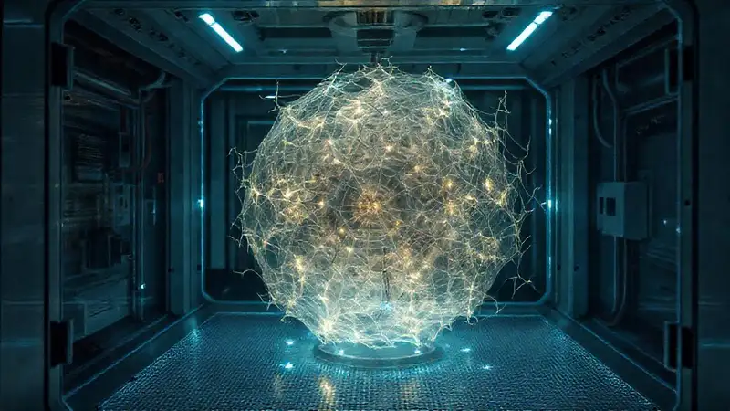 Cámara de contención con patrones fractales luminiscentes
