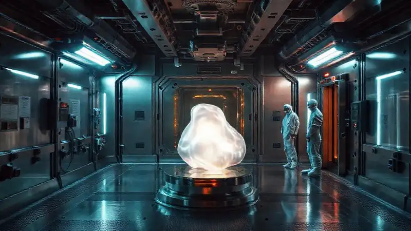 Habitación segura con objeto misterioso brillante