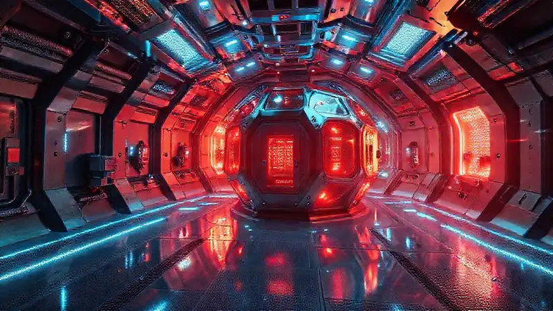 Estructura futurista de alta tecnología y misterio