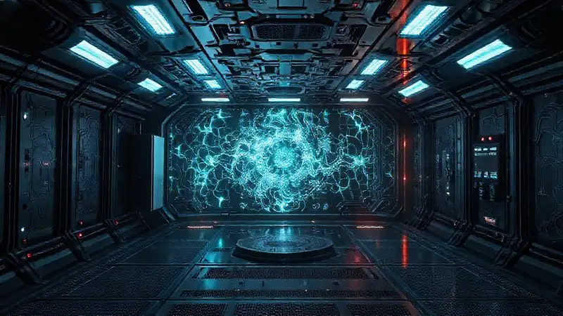 Cámara de contención futurista y misteriosa