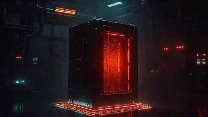 Caja futurista con energía y seguridad