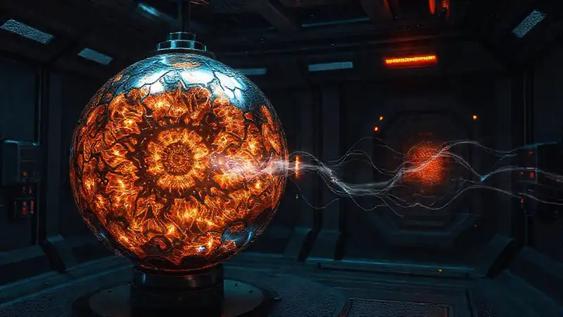Esfera metálica fractal con energía cuántica peligrosa