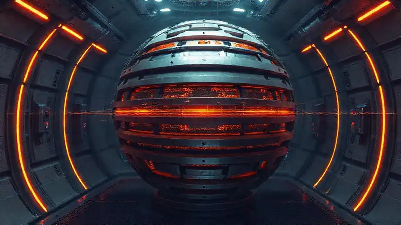 Cámara subterránea futurista y misteriosa de contención
