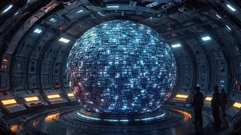 Cámara subterránea futurista con seguridad avanzada