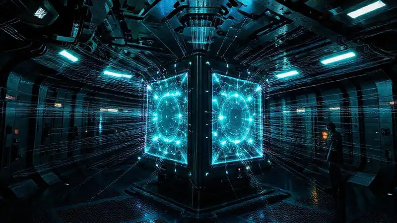 Objeto cúbico misterioso en sala segura