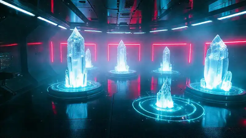 Patrón energético en cámara futurista secreta