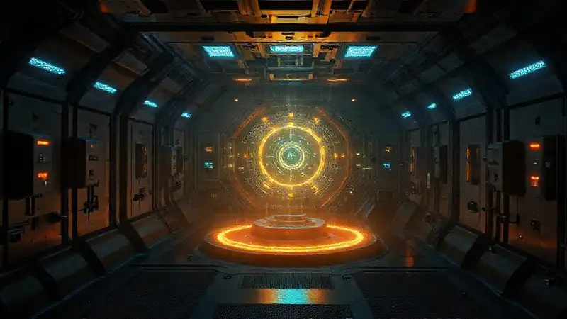 Cámara segura futurista con energía misteriosa