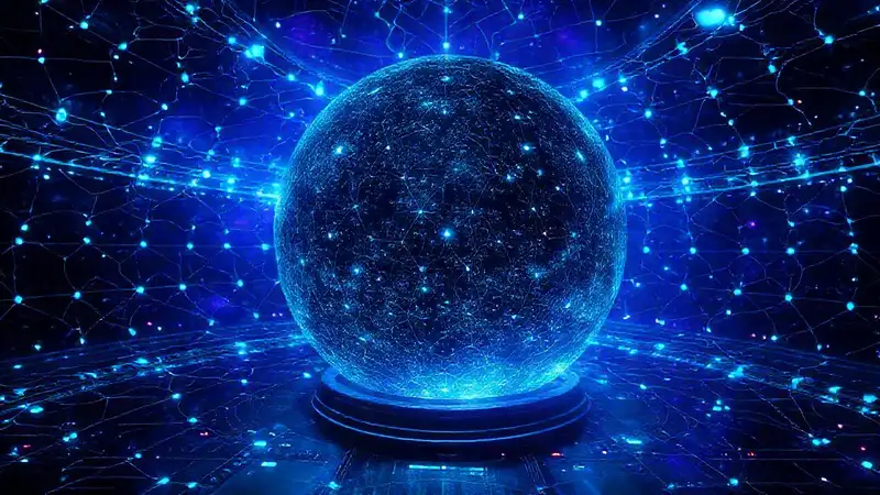 Red lumínica misteriosa en cámara futurista
