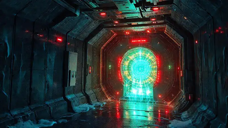 Fenómeno electromagnético en cámara de seguridad futurista