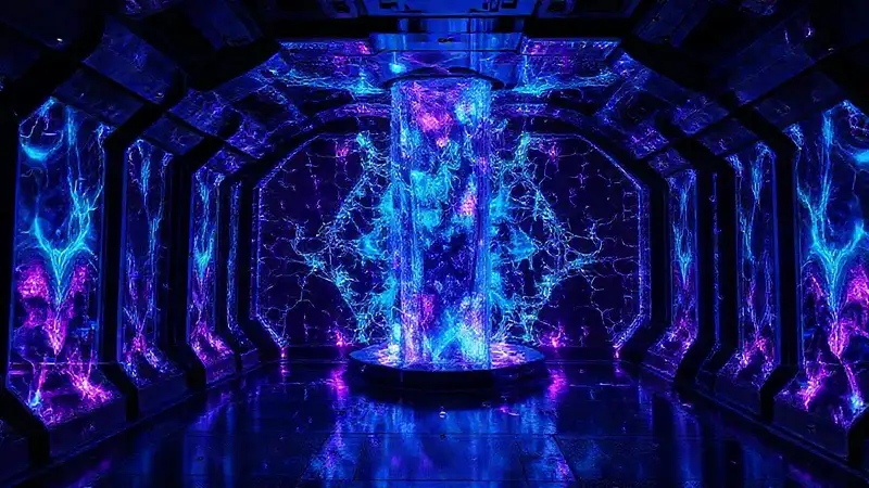 Energía misteriosa en ambiente futurista y seguro