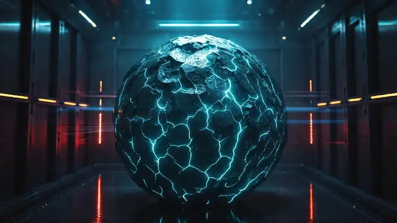 Estructura metálica luminosa y futurista misteriosa