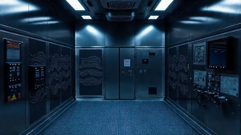 Sala de contención segura con equipo avanzado