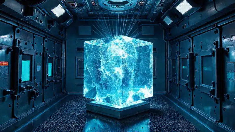 Cubo de cristal con seguridad y distorsión