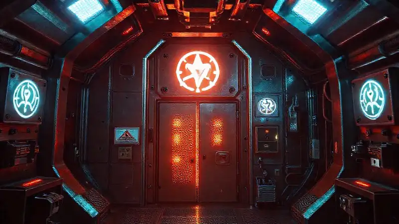Estructura metálica misteriosa en cámara futurista