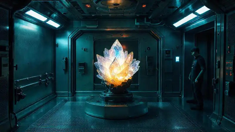 Sala segura con cristal iridiscente y seguridad