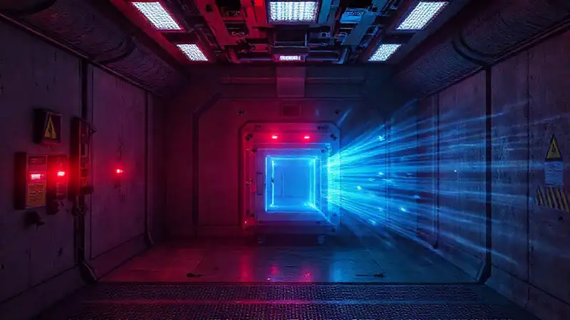 Sala de contención segura con dispositivo misterioso