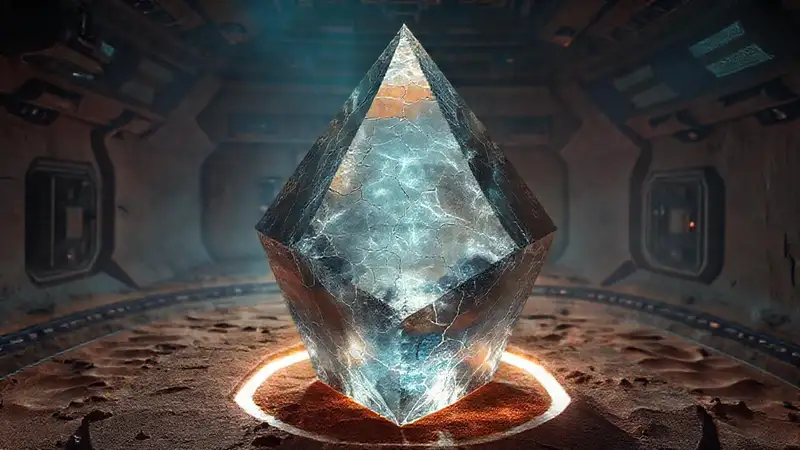 Crismal fractal en entorno desértico misterioso
