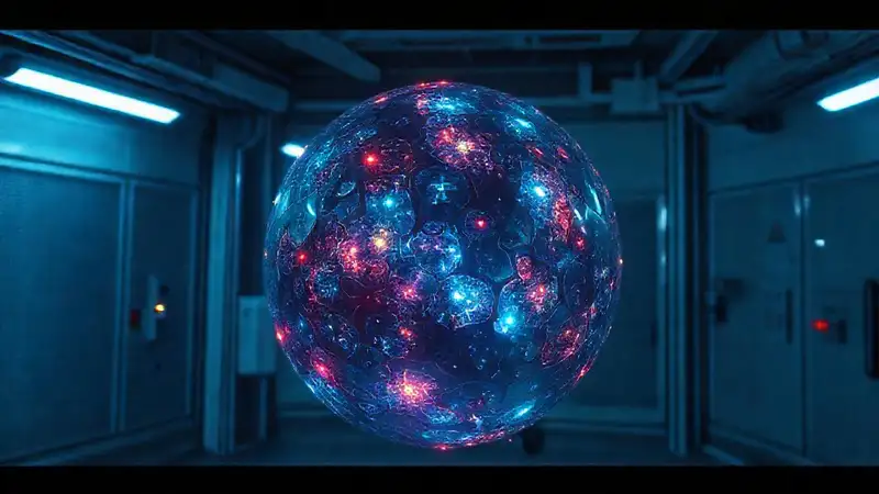 Esfera de energía flotante y luminosa misteriosa