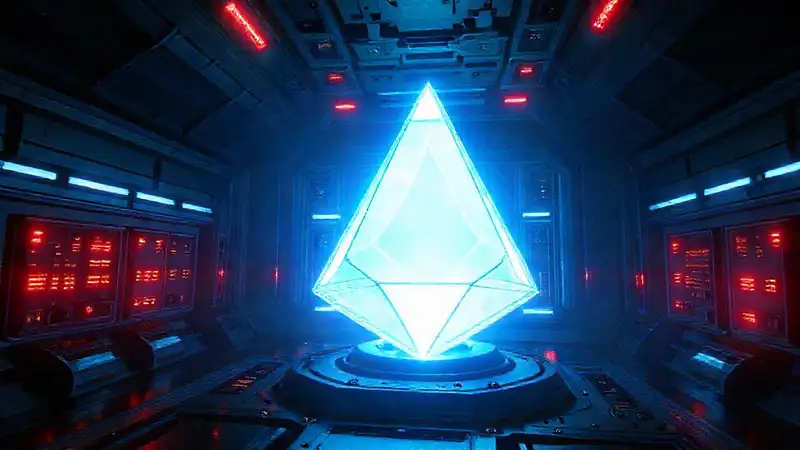 Cristal futurista en una cámara de energía