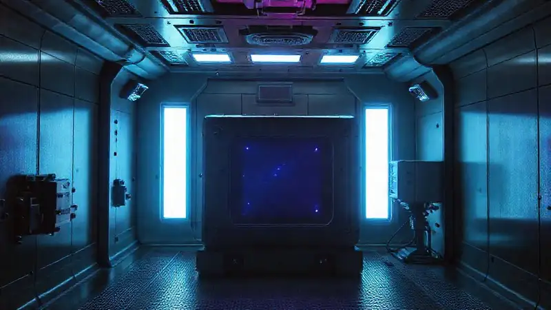 Sala segura con artefacto brillante y monitoreo