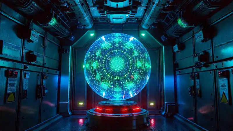 Esfera luminosa en contención de alta tecnología