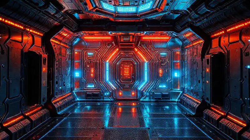 Estructura futurista con energía y seguridad