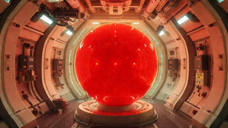 Esfera luminosa en contenedor futurista y seguro