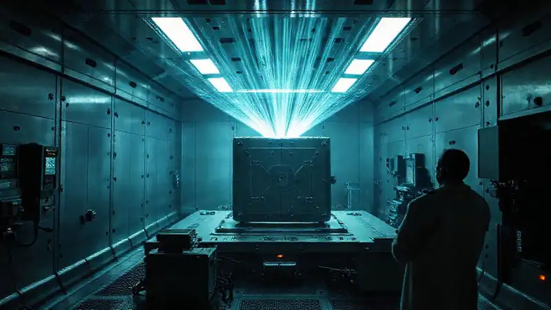 Sala segura con tecnología futurista y vigilancia