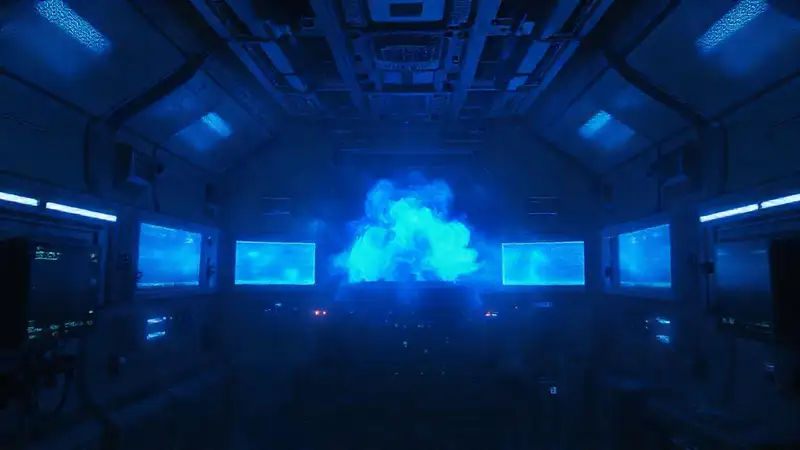 Fenómeno nebuloso azul en cámara de contención