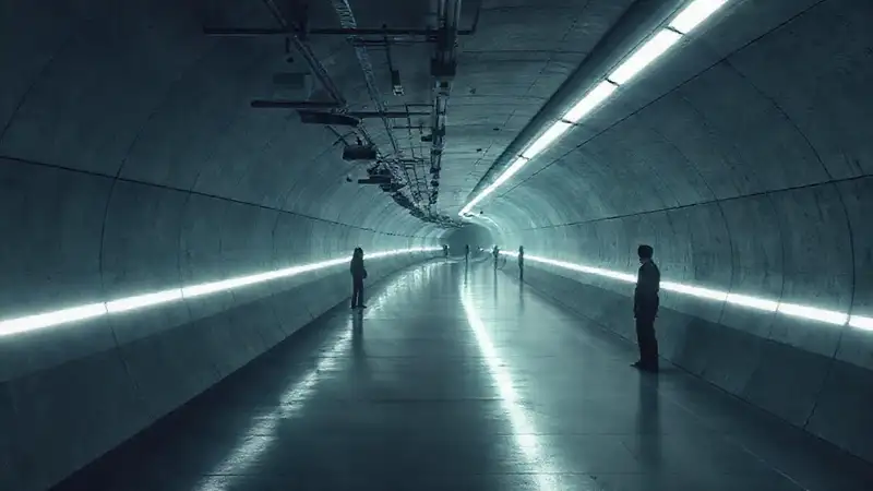 Túnel oscuro y vigilado sin fin