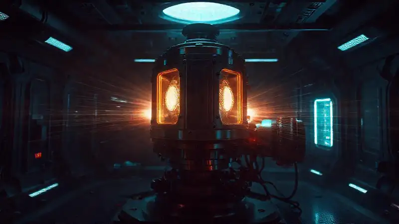 Dispositivo futurista con campo electromagnético misterioso