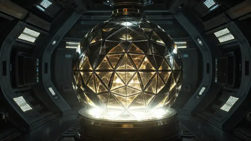 Esfera metálica alienígena en contención avanzada