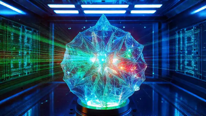 Estructura cristalina energética en entorno frío y científico