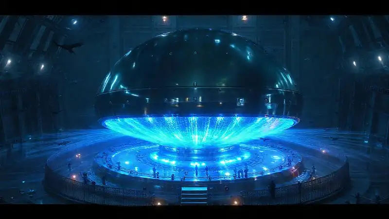 Estructura metálica misteriosa con energía y vigilancia