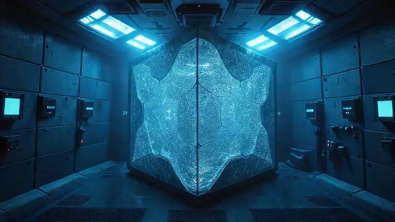 Patrón cúbico futurista en cámara secreta