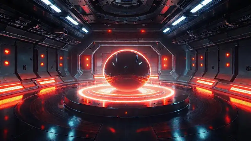Cámaras futuristas en cámara de contención brillante