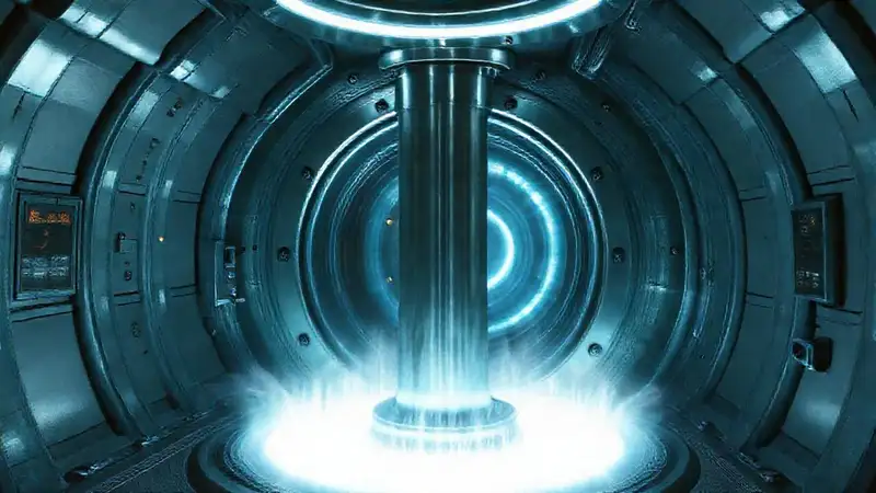 Estructura futurista con núcleo de plasma