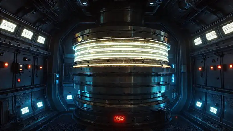 Estructura metálica futurista con plasma y seguridad