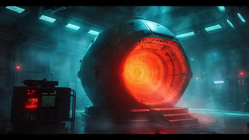 Estructura misteriosa con campo electromagnético y núcleo