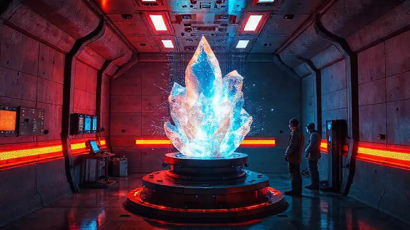 Cápsula segura futurista con energía misteriosa