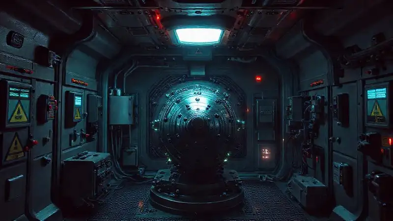 Habitación de contención misteriosa y tecnológica