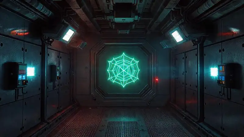 Cámara segura futurista con protección y peligro