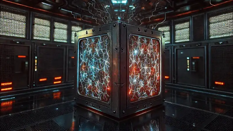Cubo metálico fractal con energía misteriosa