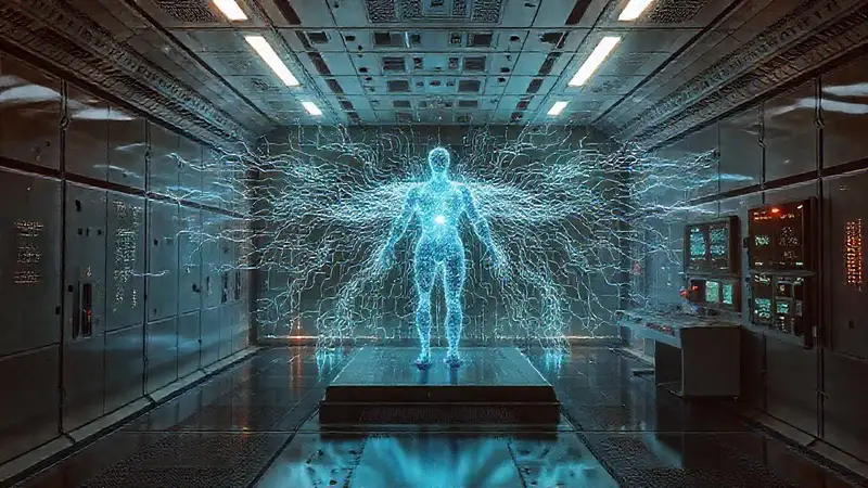 Laboratorio futurista con energía y seguridad extrema