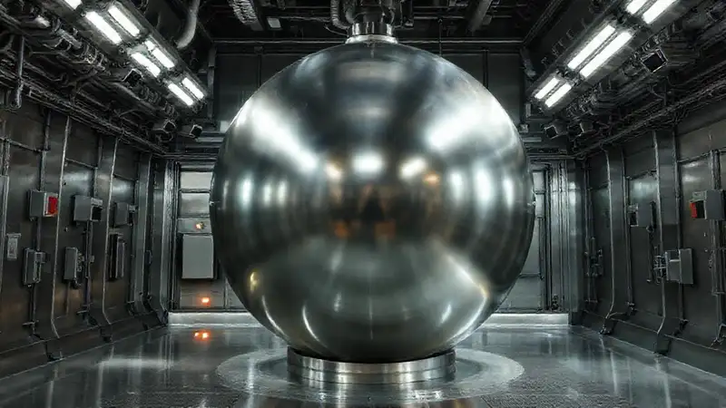 Esfera metálica en cámara de alta seguridad