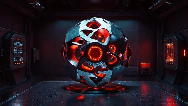 Espectro metálico en laboratorio futurista seguro