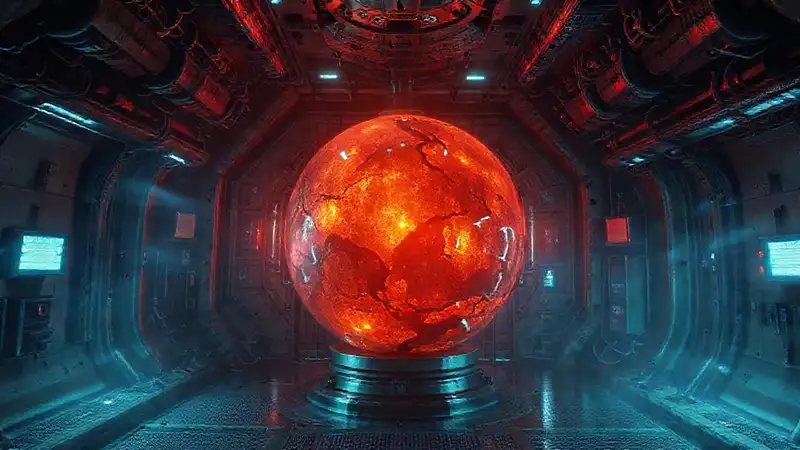 Esfera luminosa en cámara de alta tecnología