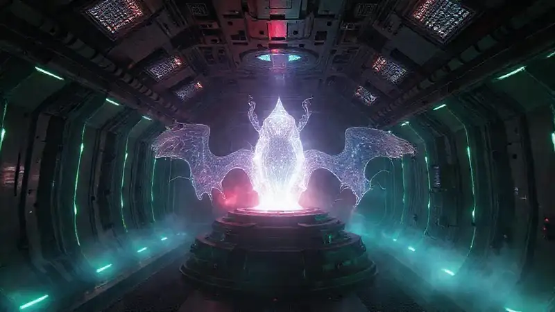 Estructura misteriosa en cámara futurista controlada